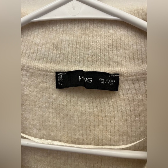 MANGO Contrast trims Knitted Fabric Polo Neck Long Sleeve Front Pocket Cardigan - Picture 5 of 14